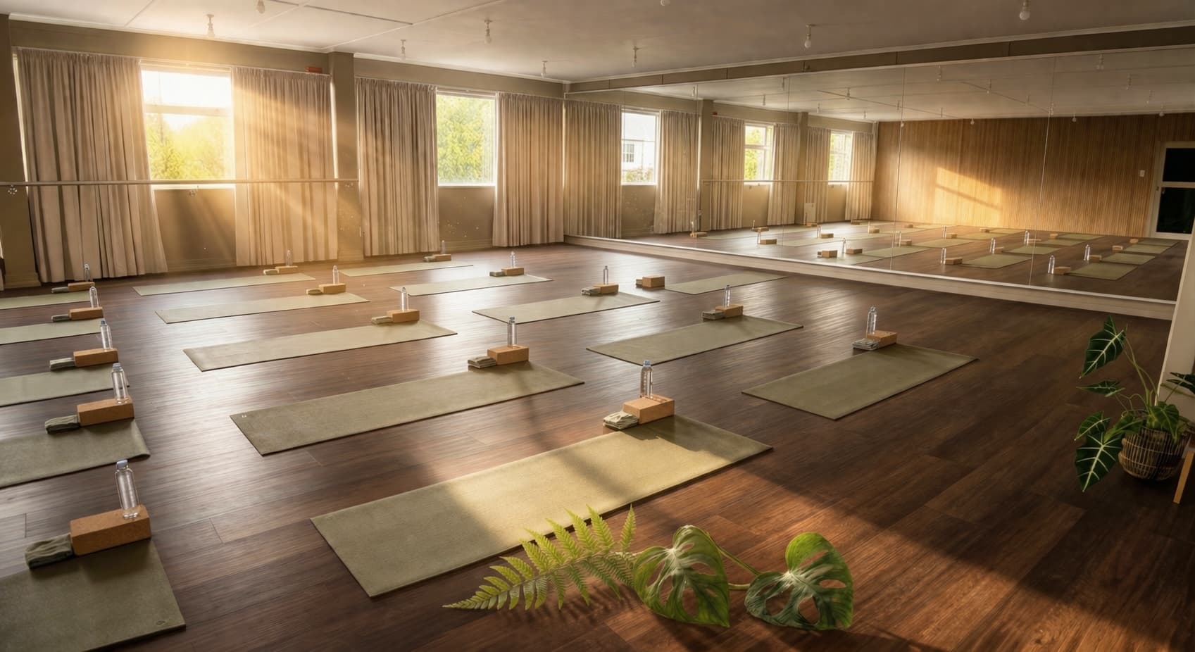 Yoga Zone studio prepared for practice.